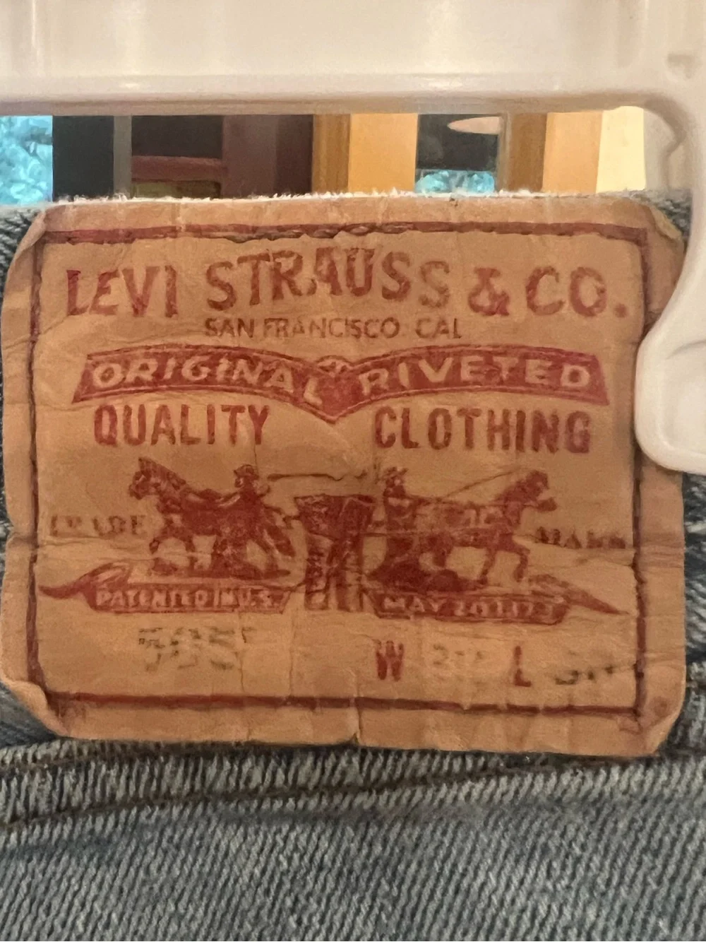 Levi's Men's Light Blue Denim Jeans with Tan Leather Patch